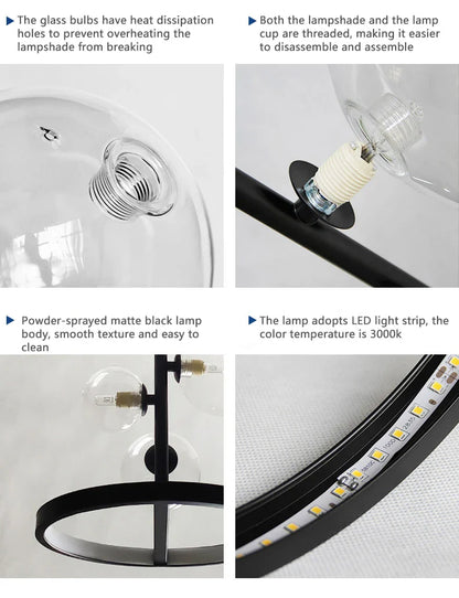 Nordic Glass Bubble LED Chandelier - Black - Chandelier
