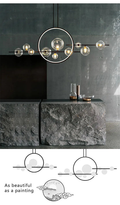 Nordic Glass Bubble LED Chandelier - Black - Chandelier