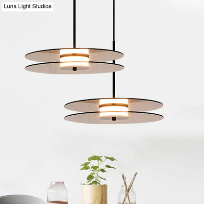 Nordic Glass Disc Pendant Light for Dining Room - Tan - 1 Light