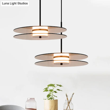 Nordic Glass Disc Pendant Light for Dining Room - Tan - 1 Light