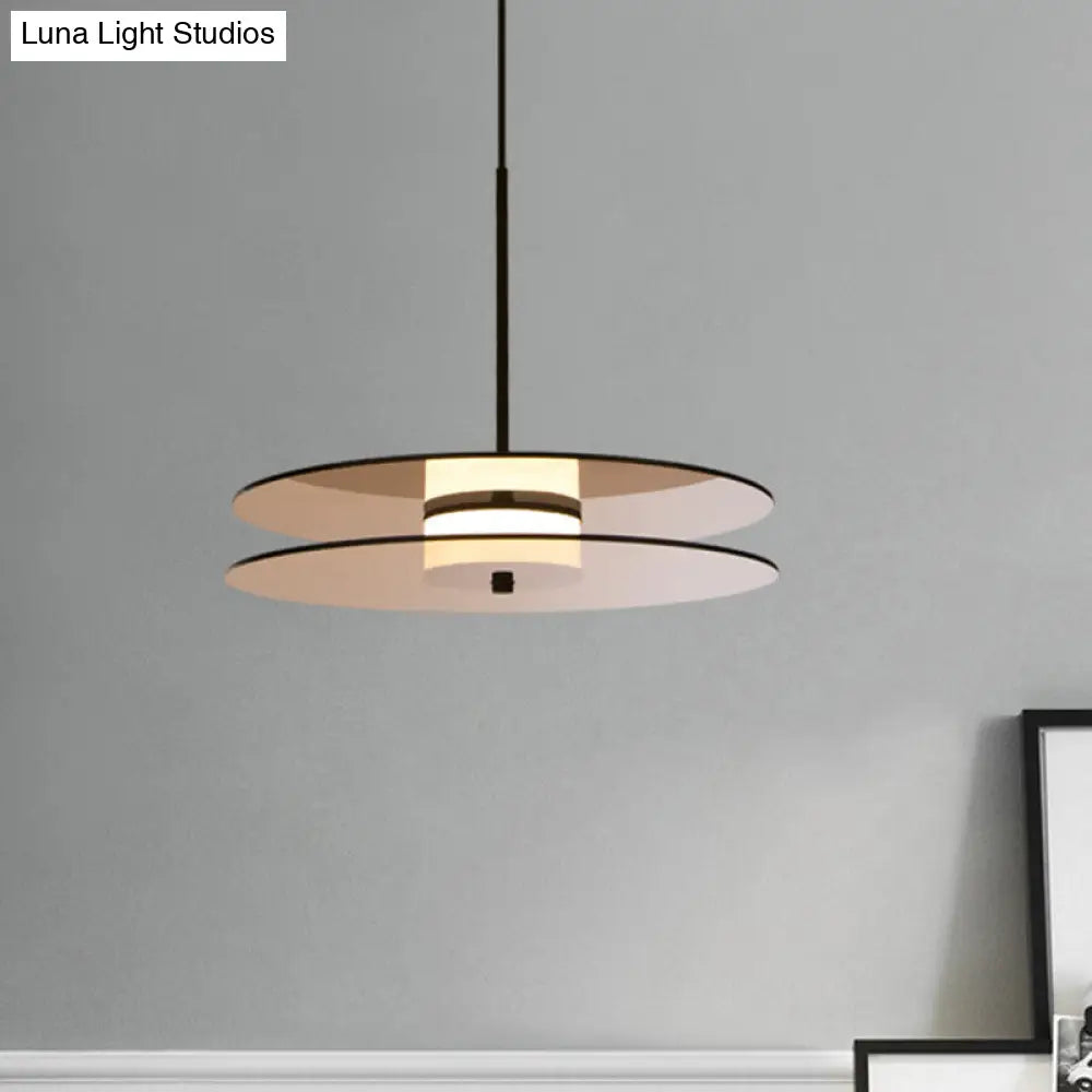 Nordic Glass Disc Pendant Light for Dining Room - Tan - 1 Light