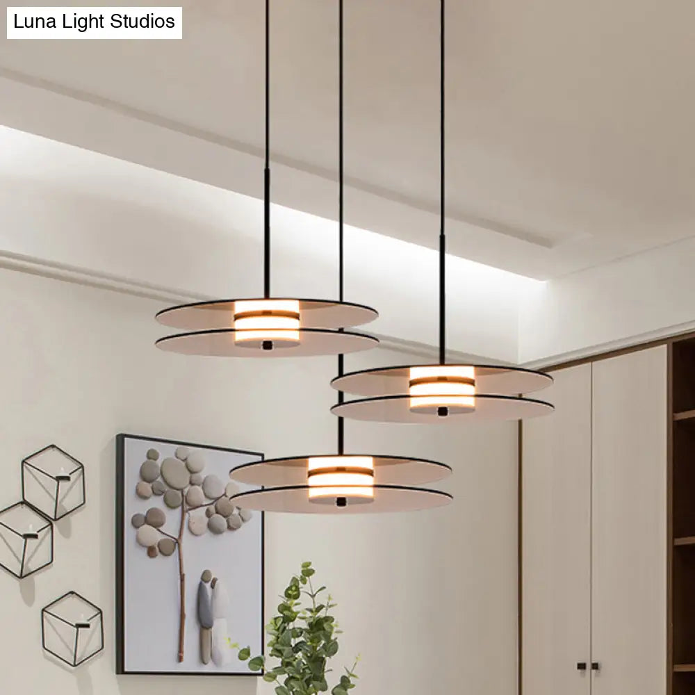 Nordic Glass Disc Pendant Light for Dining Room - Tan - 1 Light