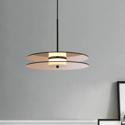 Nordic Glass Disc Pendant Light for Dining Room - Tan - 1 Light