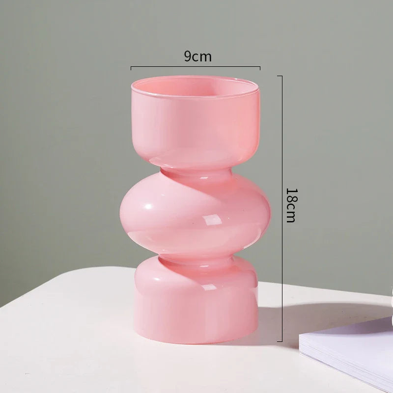 Nordic Glass Flower Vase Home Decor - Pink - Vase