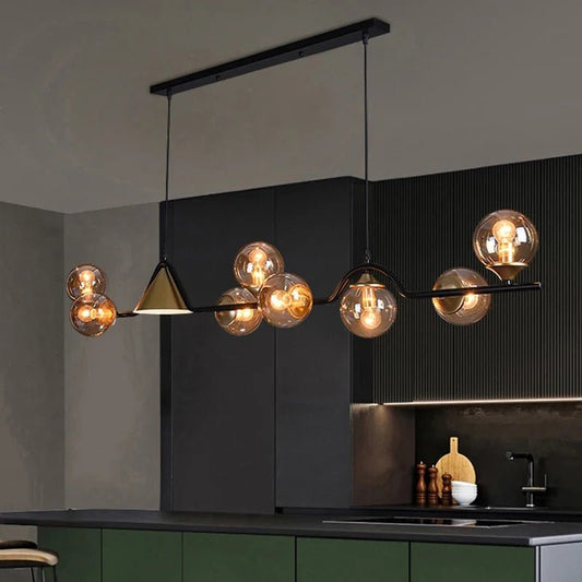 Nordic Glass Globe Pendant Chandelier in Smoky Grey - Decorbites