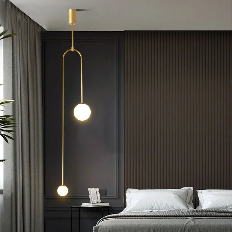 Nordic Glass Globe Pendant Light in Gold or Black - Decorbites