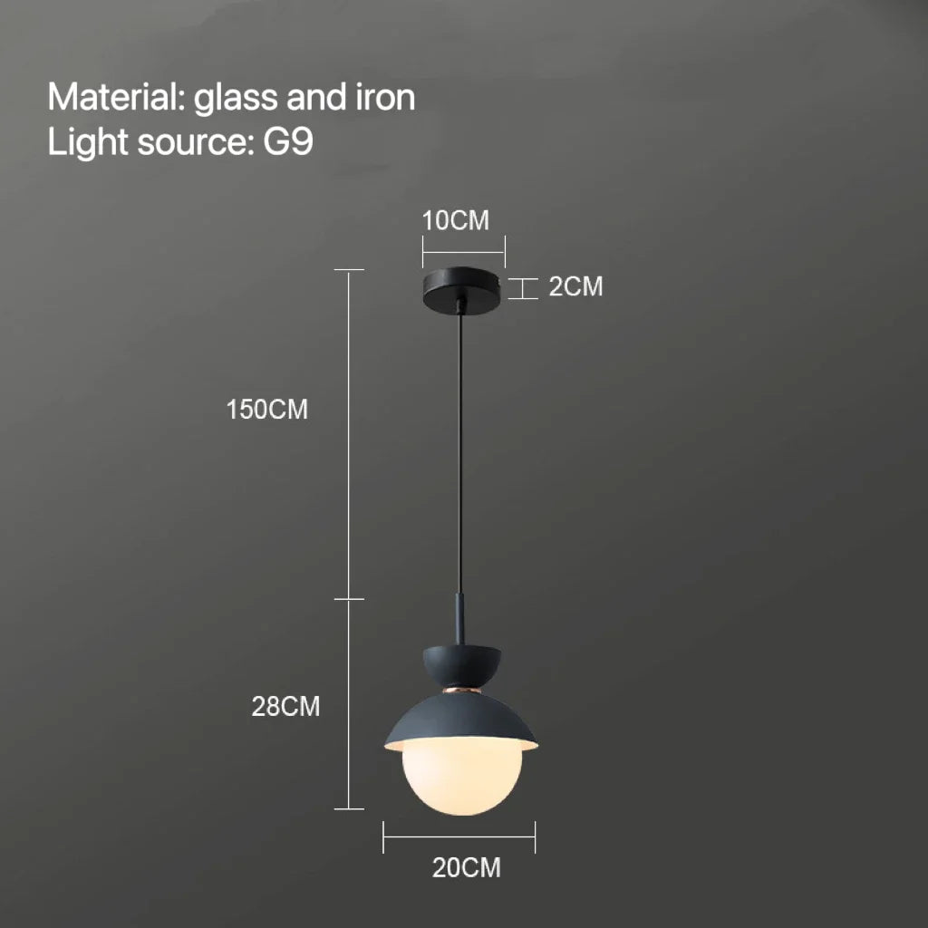 Nordic Glass Globe Pendant Light With Iron Finish