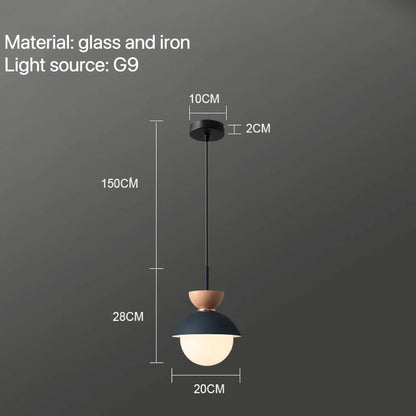 Nordic Glass Globe Pendant Light With Iron Finish