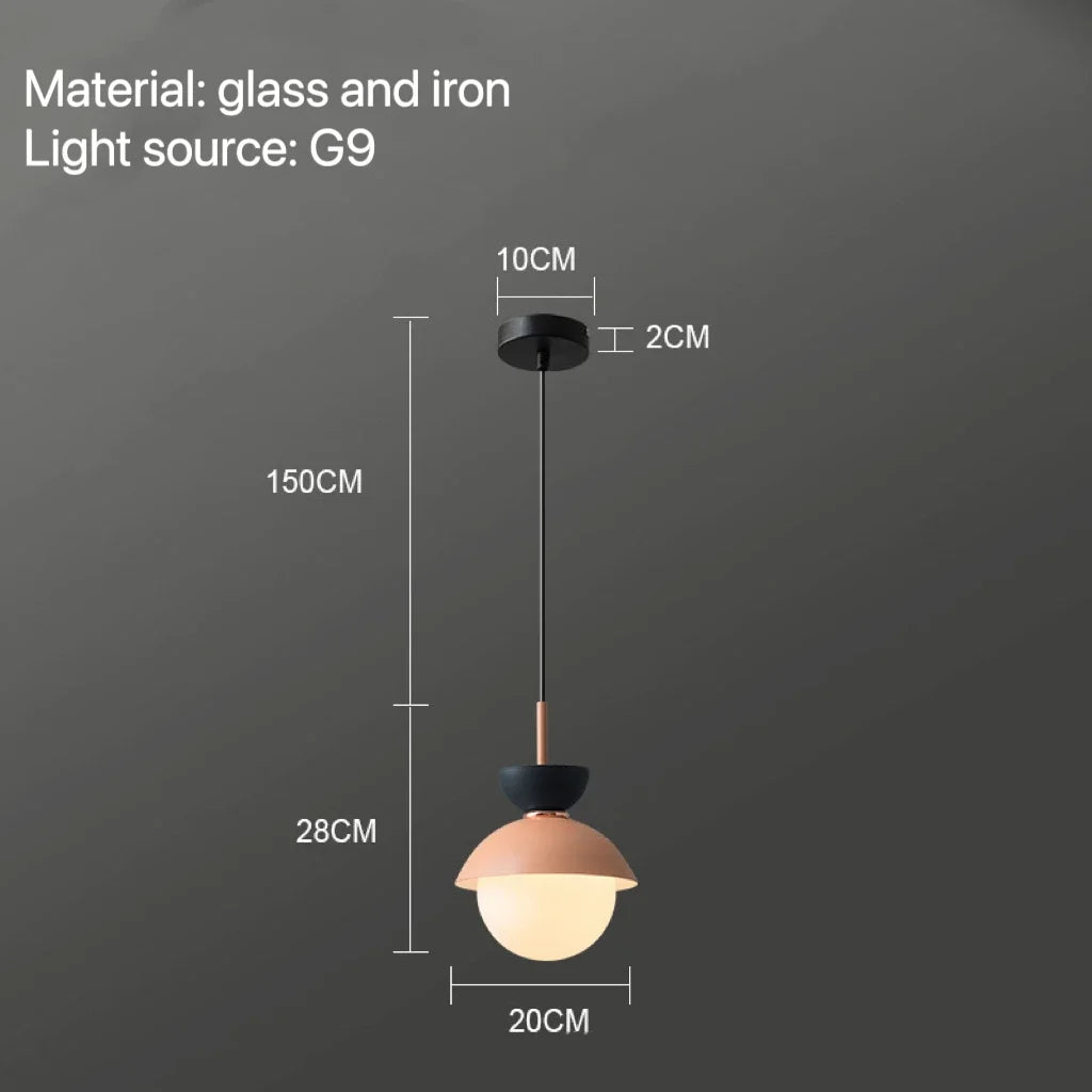 Nordic Glass Globe Pendant Light With Iron Finish