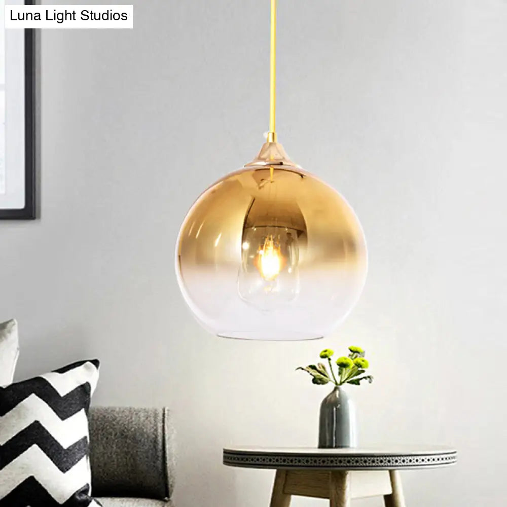 Nordic Glass Globe Pendant Lighting – 1 Light, 8"/10"/12" Width, Available in Sliver, Gold, and Rose Gold