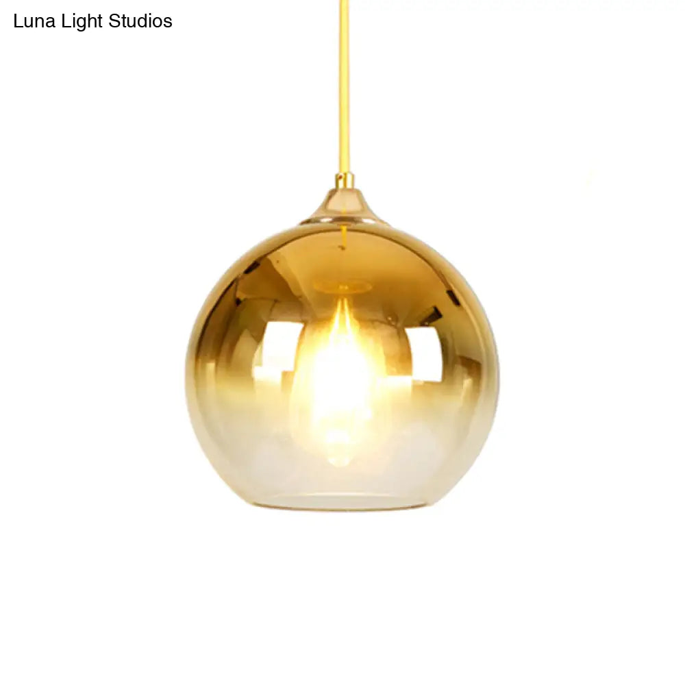 Nordic Glass Globe Pendant Lighting – 1 Light, 8"/10"/12" Width, Available in Sliver, Gold, and Rose Gold