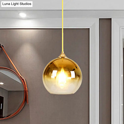 Nordic Glass Globe Pendant Lighting – 1 Light, 8"/10"/12" Width, Available in Sliver, Gold, and Rose Gold