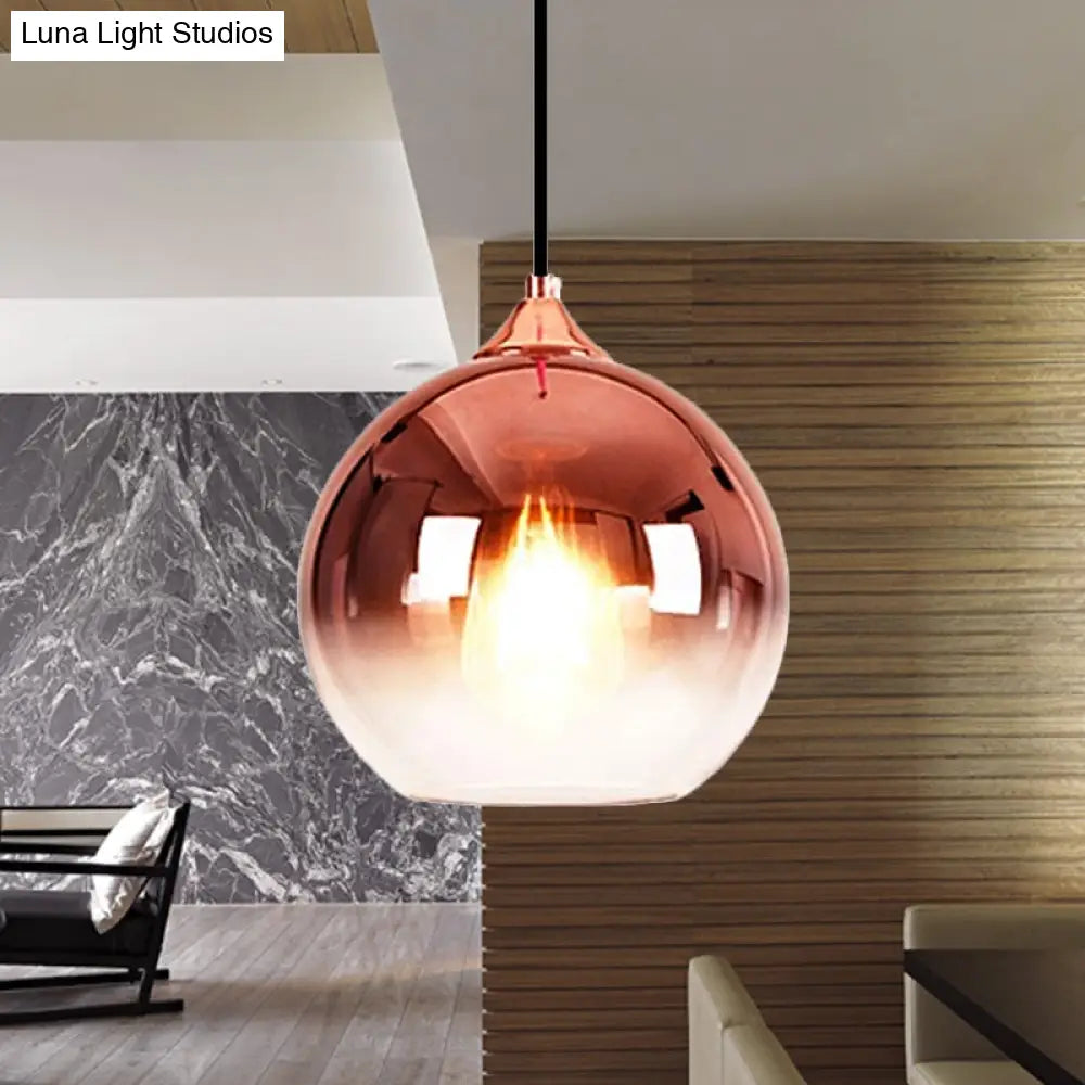 Nordic Glass Globe Pendant Lighting – 1 Light, 8"/10"/12" Width, Available in Sliver, Gold, and Rose Gold