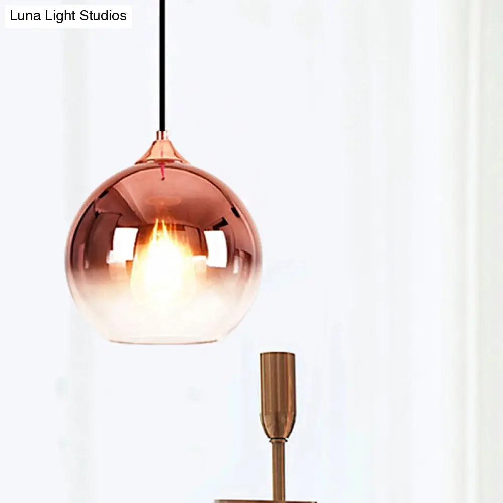 Nordic Glass Globe Pendant Lighting – 1 Light, 8"/10"/12" Width, Available in Sliver, Gold, and Rose Gold