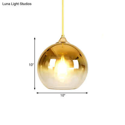 Nordic Glass Globe Pendant Lighting – 1 Light, 8"/10"/12" Width, Available in Sliver, Gold, and Rose Gold