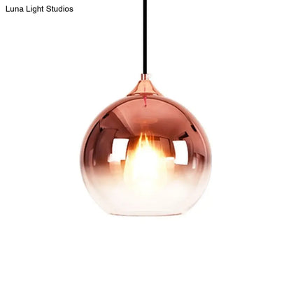 Nordic Glass Globe Pendant Lighting – 1 Light, 8"/10"/12" Width, Available in Sliver, Gold, and Rose Gold