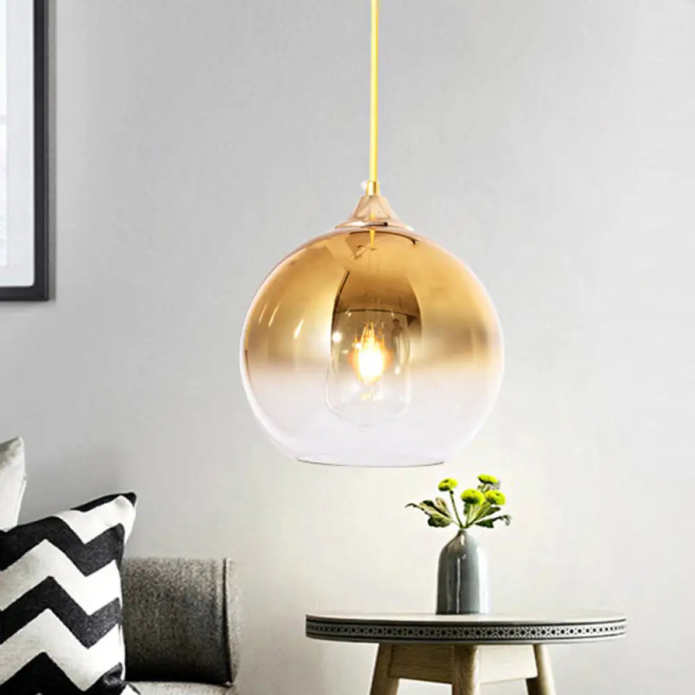 Nordic Glass Globe Pendant Lighting – 1 Light, 8"/10"/12" Width, Available in Sliver, Gold, and Rose Gold