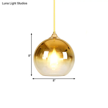 Nordic Glass Globe Pendant Lighting – 1 Light, 8"/10"/12" Width, Available in Sliver, Gold, and Rose Gold