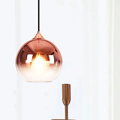 Nordic Glass Globe Pendant Lighting – 1 Light, 8"/10"/12" Width, Available in Sliver, Gold, and Rose Gold