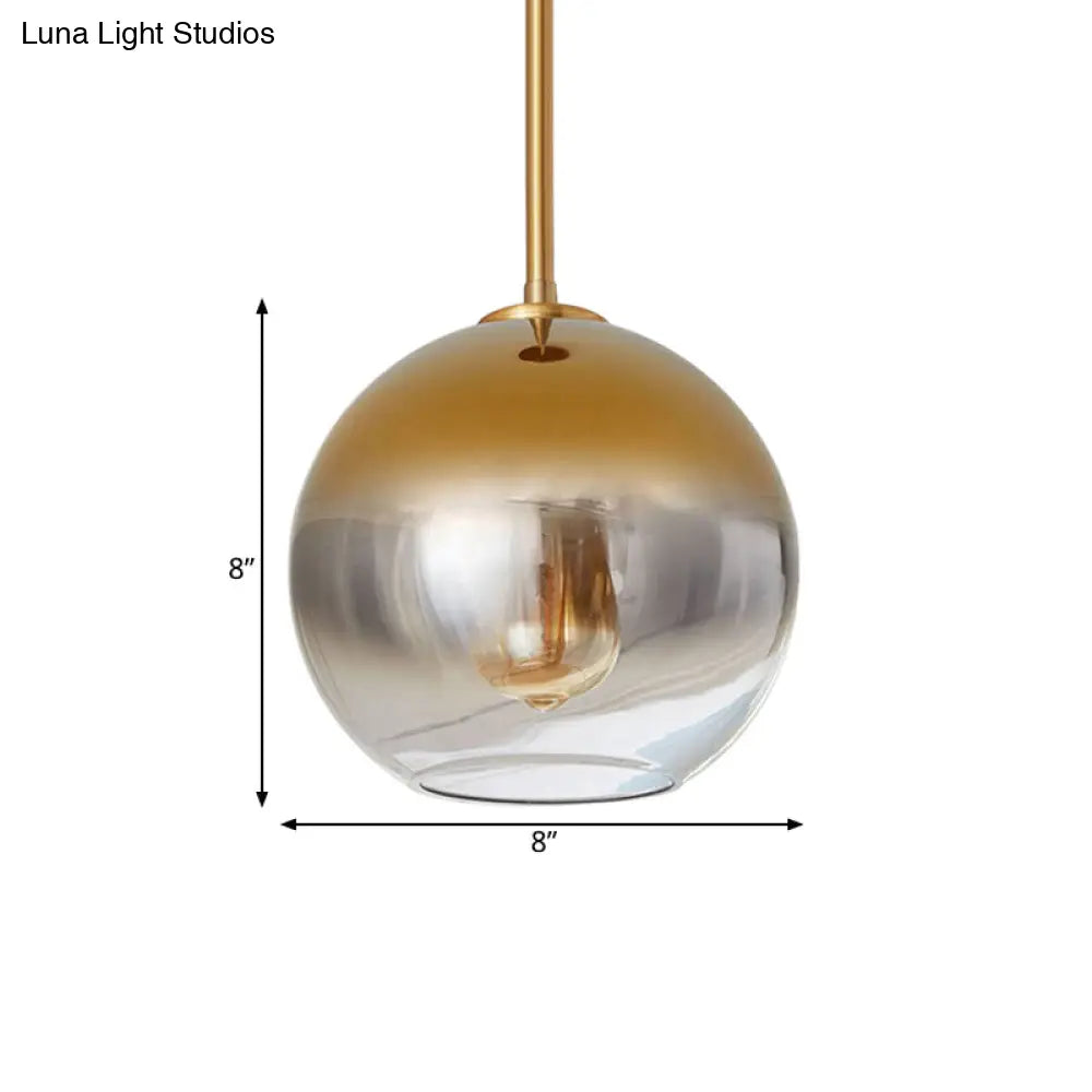 Nordic Glass Globe Pendant Lighting - 8"/10"/12"W - 1 Light Sliver/Gold Hanging Light