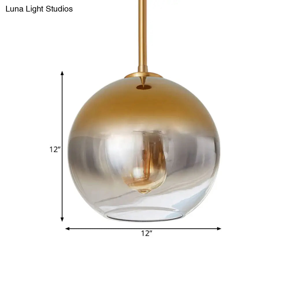 Nordic Glass Globe Pendant Lighting - 8"/10"/12"W - 1 Light Sliver/Gold Hanging Light