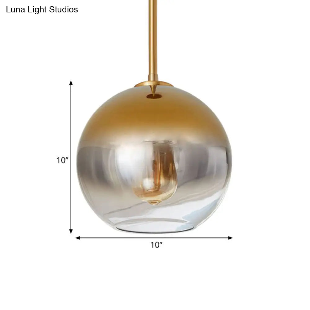 Nordic Glass Globe Pendant Lighting - 8"/10"/12"W - 1 Light Sliver/Gold Hanging Light