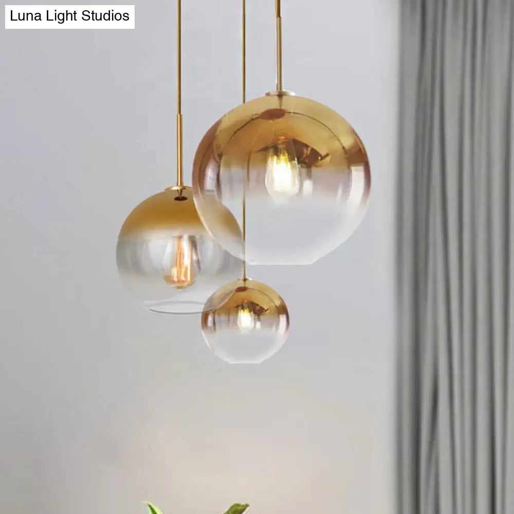 Nordic Glass Globe Pendant Lighting - 8"/10"/12"W - 1 Light Sliver/Gold Hanging Light