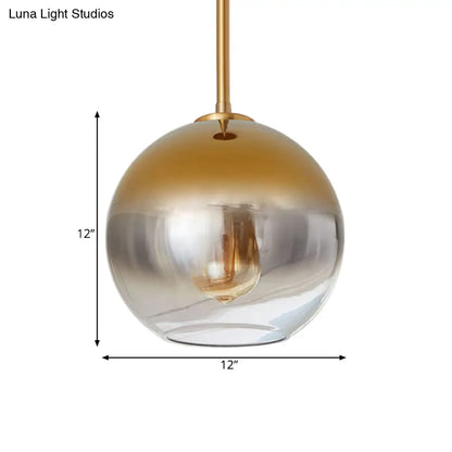 Nordic Glass Globe Pendant Lighting - 8"/10"/12"W - 1 Light Sliver/Gold Hanging Light