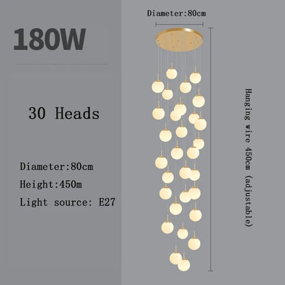 Nordic Glass Staircase Chandelier Pendant Light - Decorbites