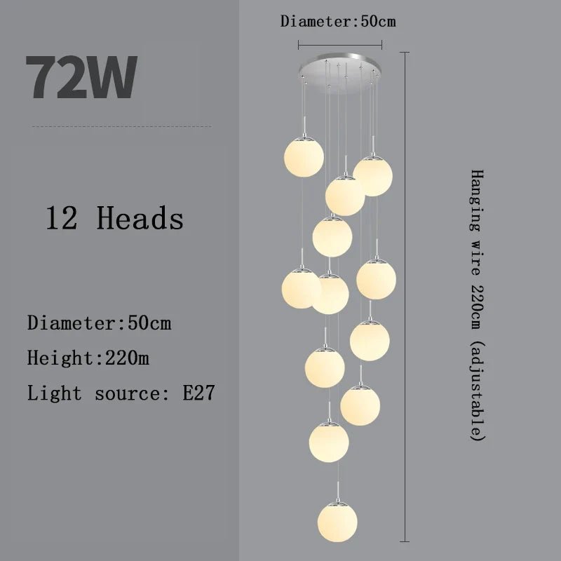 Nordic Glass Staircase Chandelier Pendant Light - Decorbites