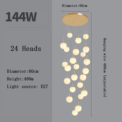 Nordic Glass Staircase Chandelier Pendant Light - Decorbites