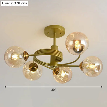 DecorBites™ DecorBites™ Nordic Glass Swirl Ceiling Mount Fixture - Modern Living Room Semi Flush Mount Lighting