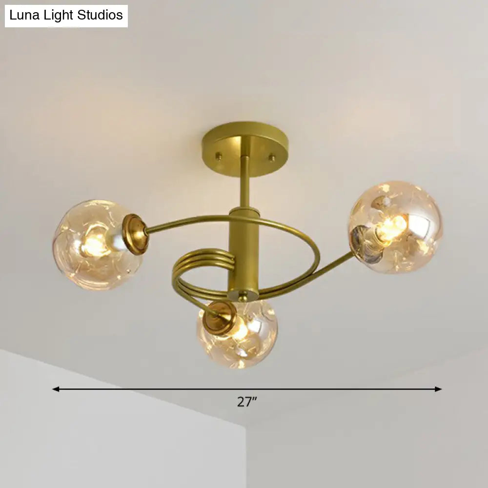 DecorBites™ DecorBites™ Nordic Glass Swirl Ceiling Mount Fixture - Modern Living Room Semi Flush Mount Lighting