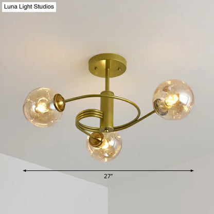DecorBites™ DecorBites™ Nordic Glass Swirl Ceiling Mount Fixture - Modern Living Room Semi Flush Mount Lighting