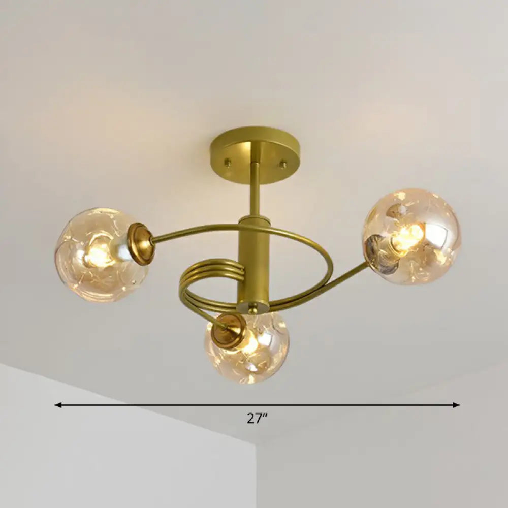 DecorBites™ DecorBites™ Nordic Glass Swirl Ceiling Mount Fixture - Modern Living Room Semi Flush Mount Lighting