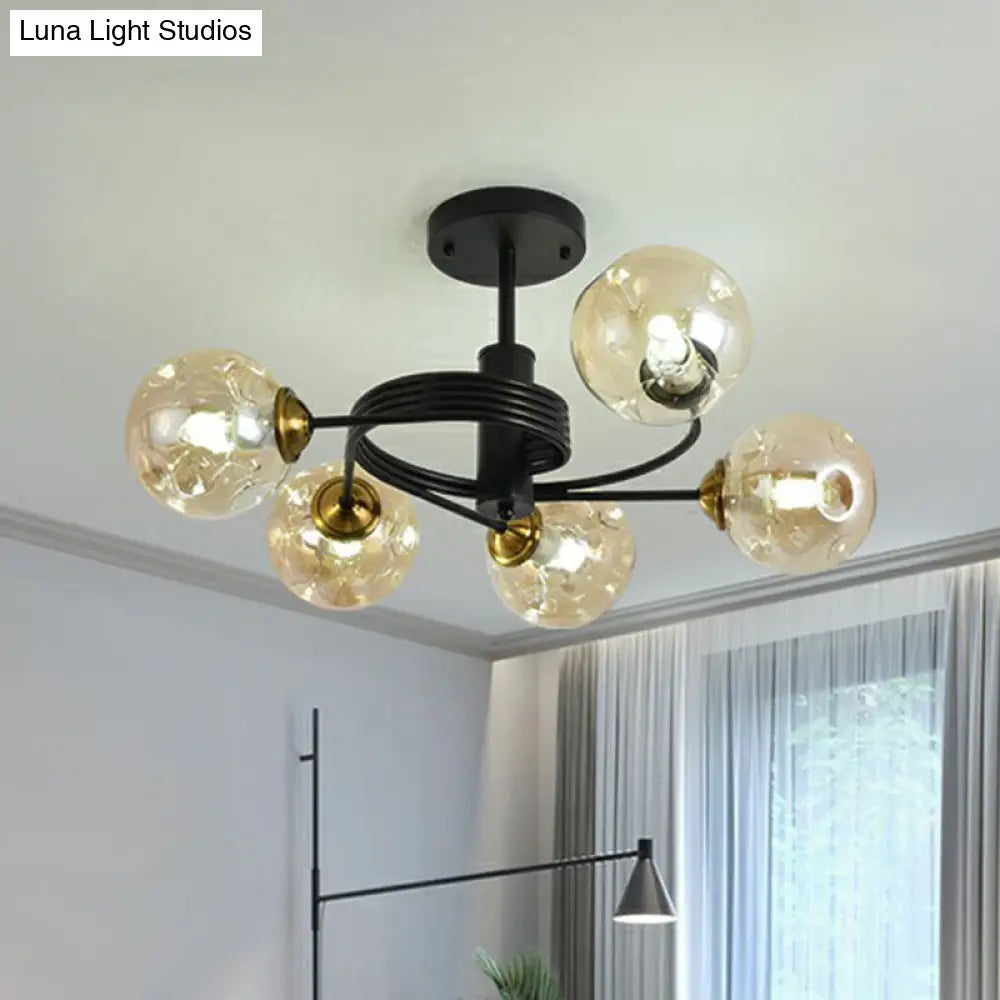 DecorBites™ DecorBites™ Nordic Glass Swirl Ceiling Mount Fixture - Modern Living Room Semi Flush Mount Lighting