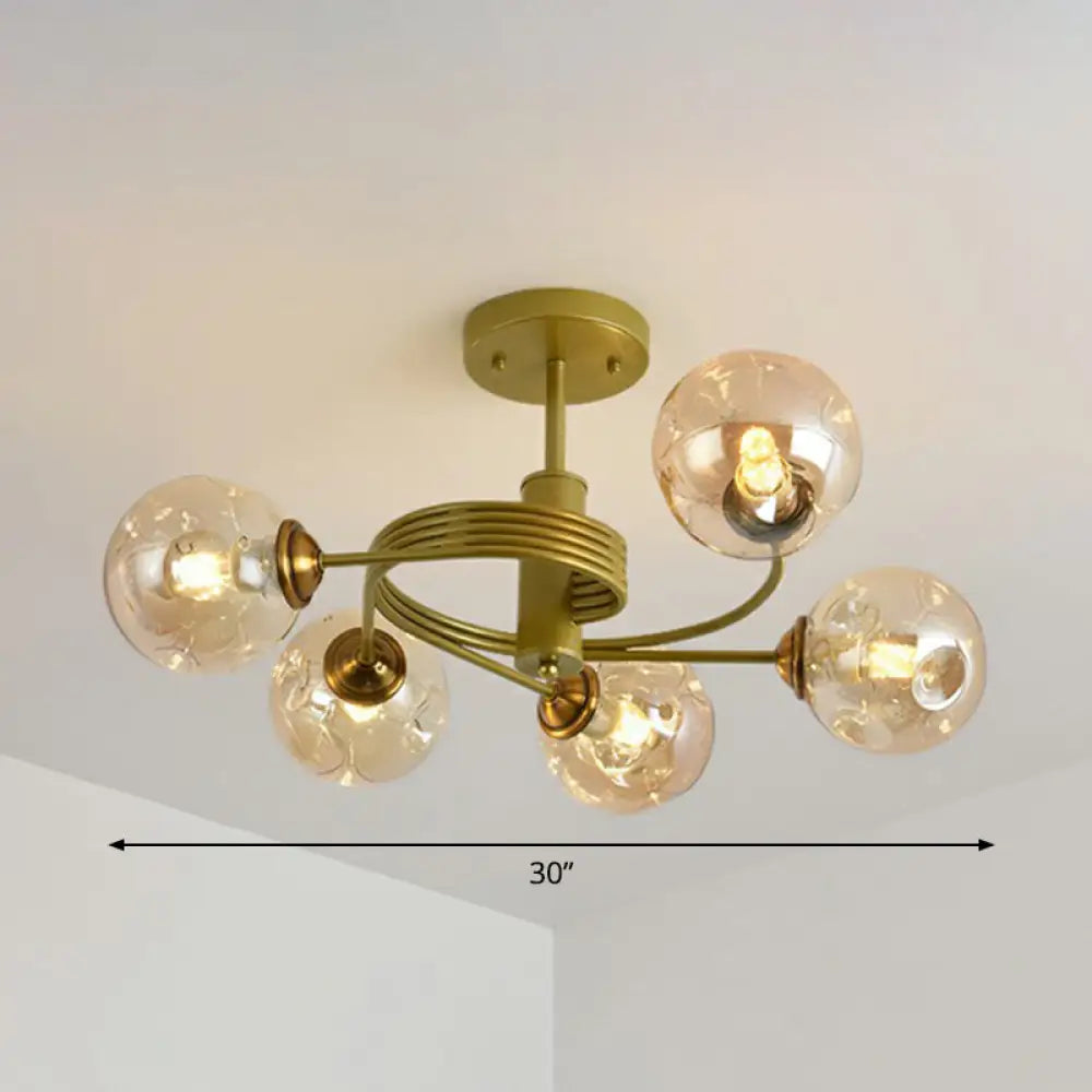 DecorBites™ DecorBites™ Nordic Glass Swirl Ceiling Mount Fixture - Modern Living Room Semi Flush Mount Lighting
