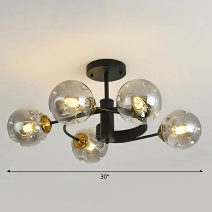 DecorBites™ DecorBites™ Nordic Glass Swirl Ceiling Mount Fixture - Modern Living Room Semi Flush Mount Lighting