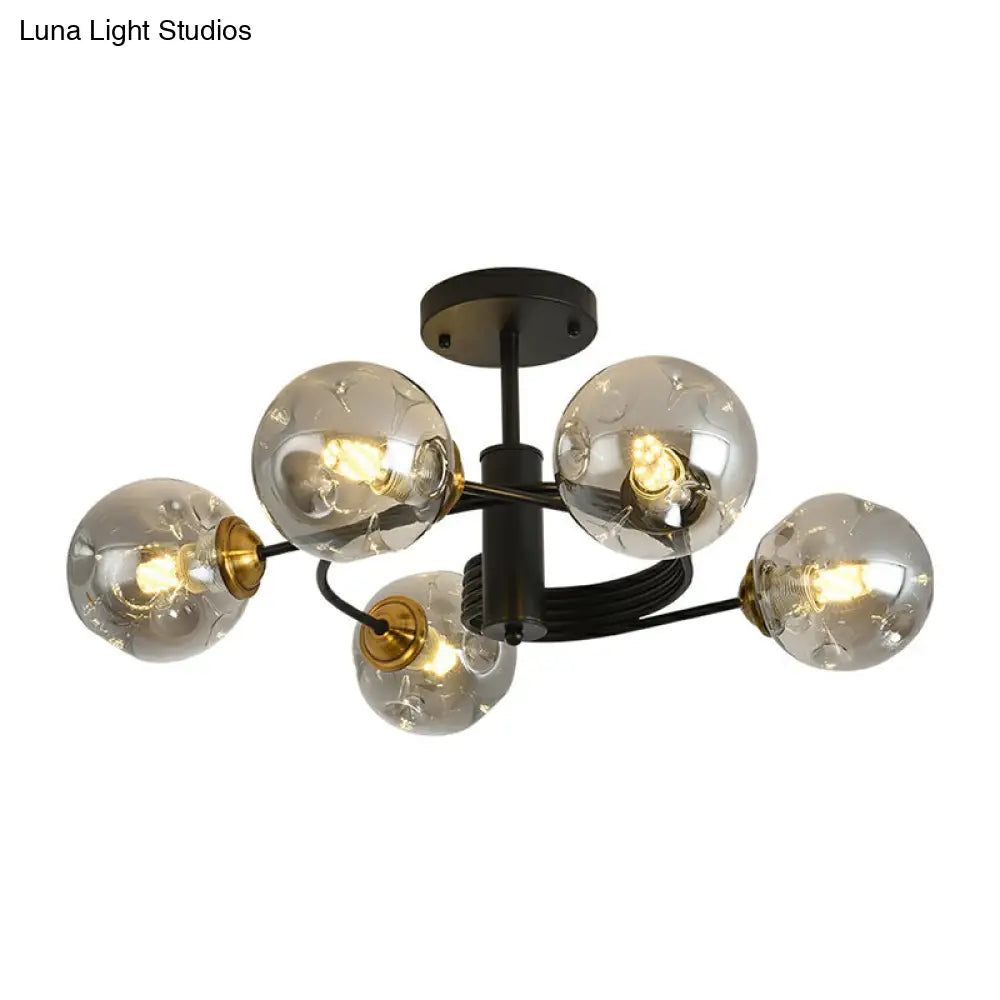 DecorBites™ DecorBites™ Nordic Glass Swirl Ceiling Mount Fixture - Modern Living Room Semi Flush Mount Lighting