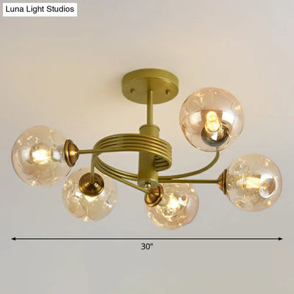 DecorBites™ DecorBites™ Nordic Glass Swirl Ceiling Mount Fixture - Modern Living Room Semi Flush Mount Lighting