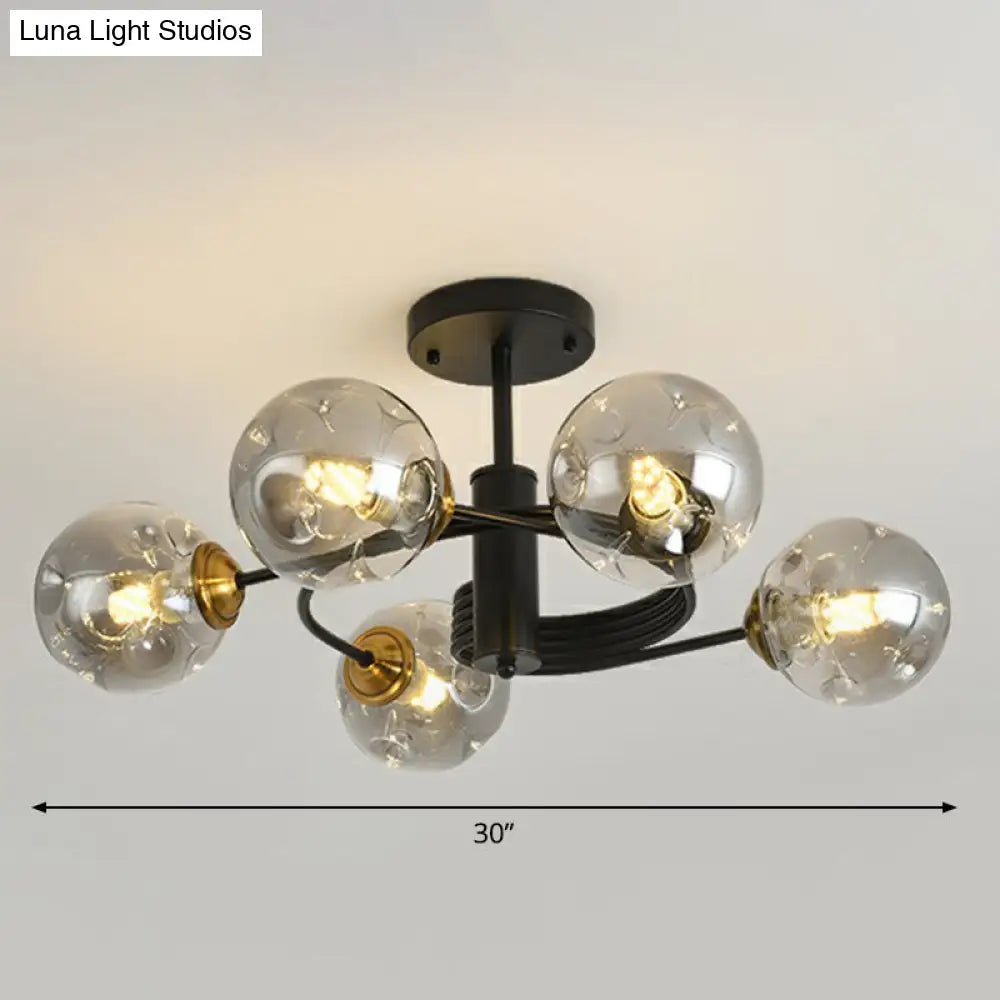 DecorBites™ DecorBites™ Nordic Glass Swirl Ceiling Mount Fixture - Modern Living Room Semi Flush Mount Lighting