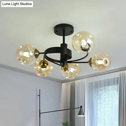 DecorBites™ DecorBites™ Nordic Glass Swirl Ceiling Mount Fixture - Modern Living Room Semi Flush Mount Lighting