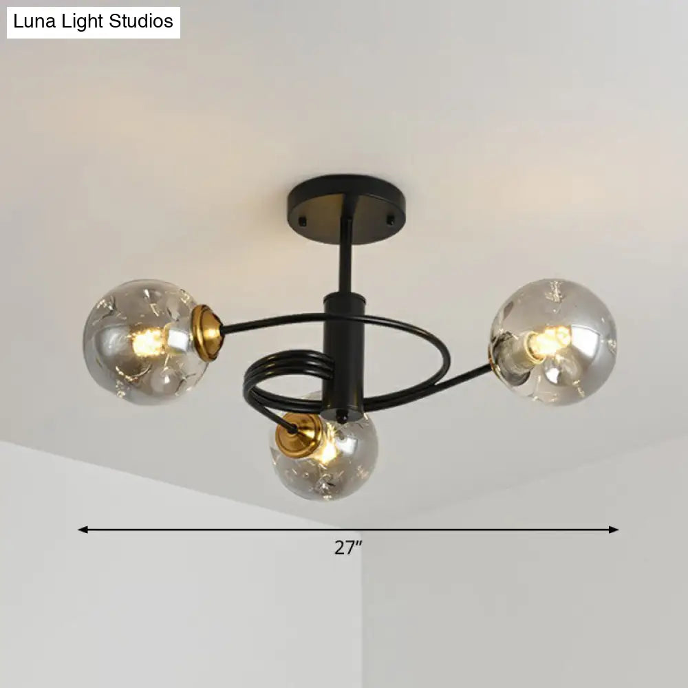 DecorBites™ DecorBites™ Nordic Glass Swirl Ceiling Mount Fixture - Modern Living Room Semi Flush Mount Lighting