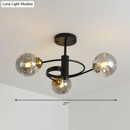 DecorBites™ DecorBites™ Nordic Glass Swirl Ceiling Mount Fixture - Modern Living Room Semi Flush Mount Lighting