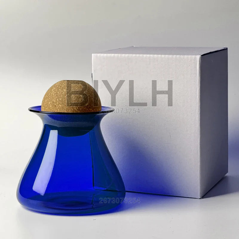 Nordic Glass Vase for Home Decor - Small Transparent Vase - Blue - Vase