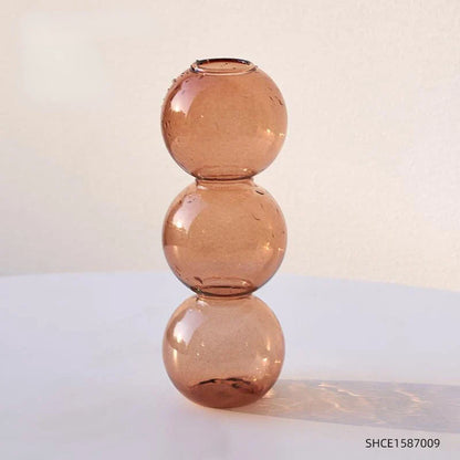 Nordic Glass Vase - Home Decoration Gift - Brown-S - Vase