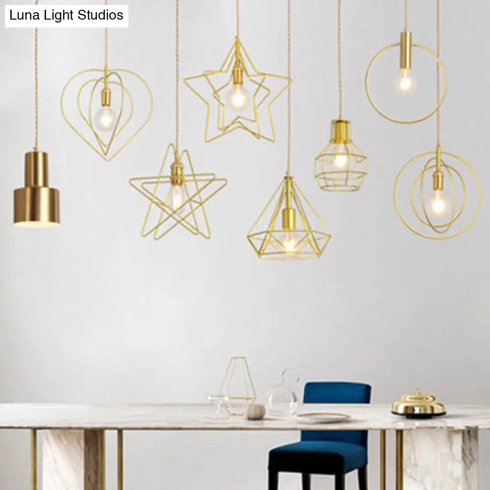 Nordic Gold 1-Light Pendant Ceiling Lamp with Metal Suspension