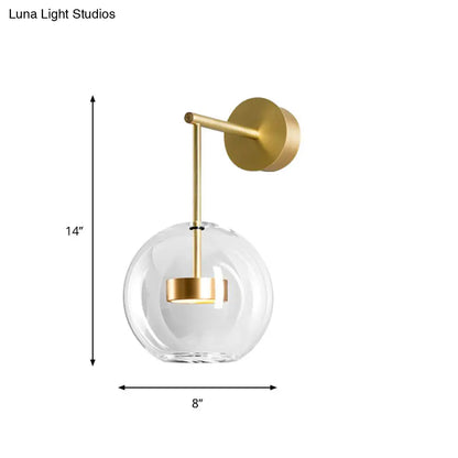 DecorBites™ DecorBites™ Nordic Gold Ball Wall Sconce with Clear Glass Shade - 1 Light