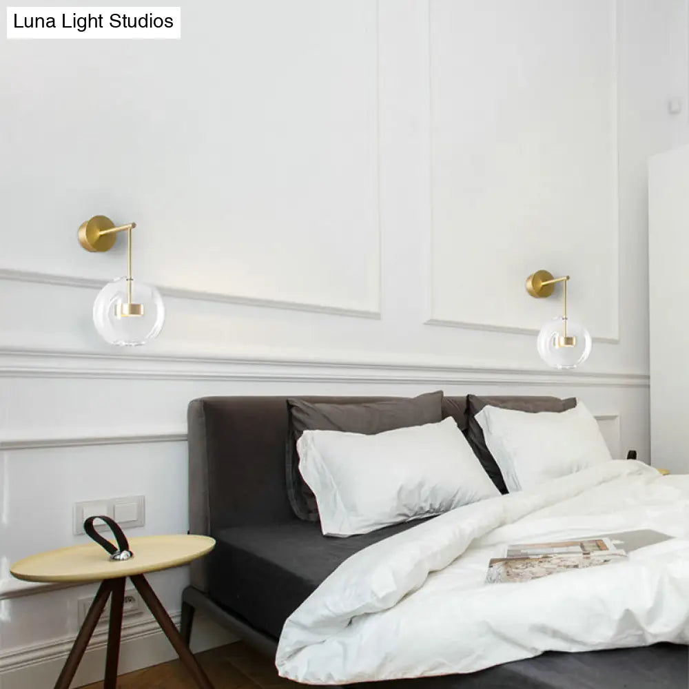 DecorBites™ DecorBites™ Nordic Gold Ball Wall Sconce with Clear Glass Shade - 1 Light