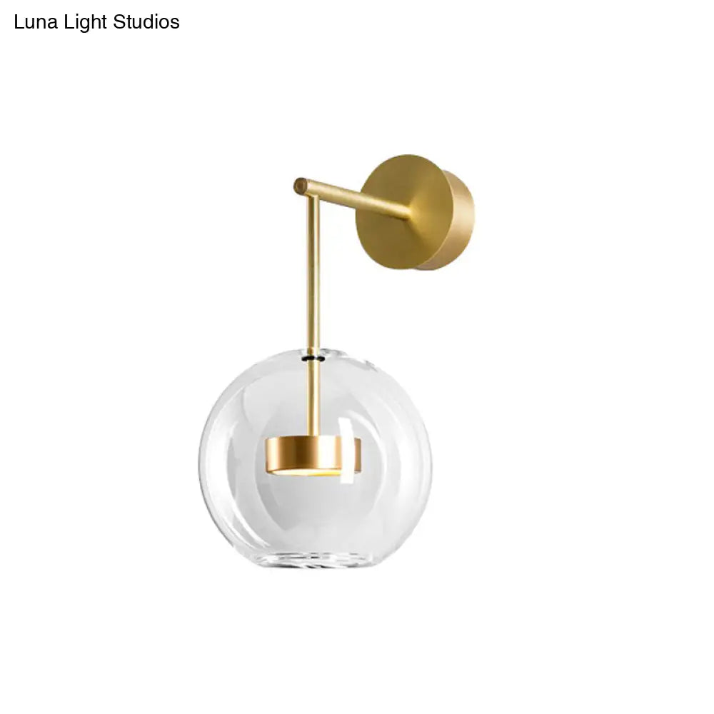 DecorBites™ DecorBites™ Nordic Gold Ball Wall Sconce with Clear Glass Shade - 1 Light